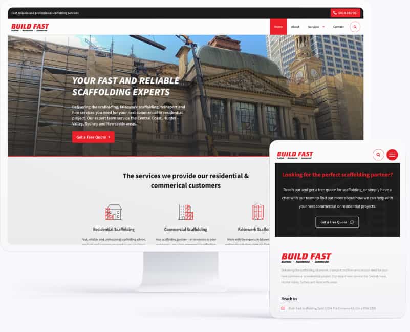 Central Coast small business website for Build Fast Scaffolding