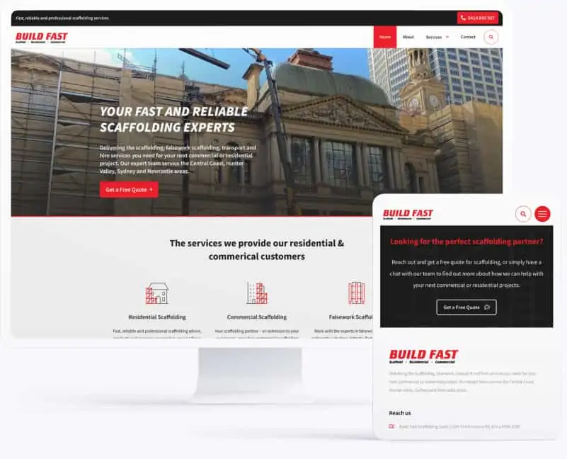 Central Coast small business website for Build Fast Scaffolding