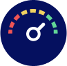 Icon of a speed dial depicting optimisation and speed.