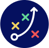 Game Plan Icon. Arrow and crosses being navigated through.