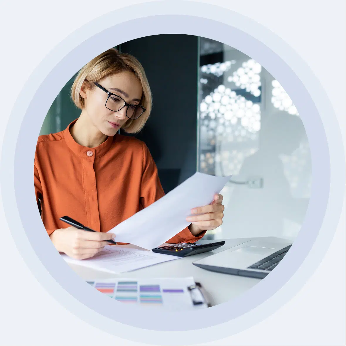 Business Professional studying accounts