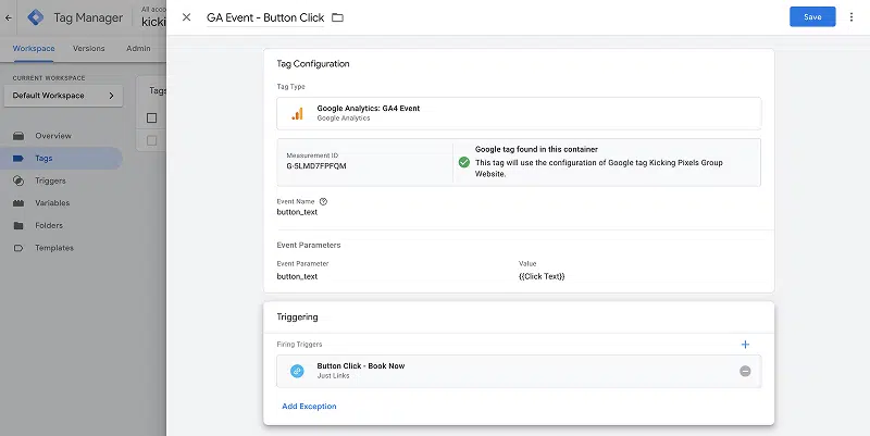 Google Tag Manager - Triggering Screen