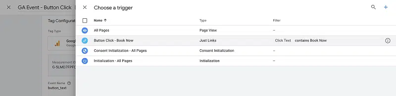 Google Tag Manager - Button Click Screen
