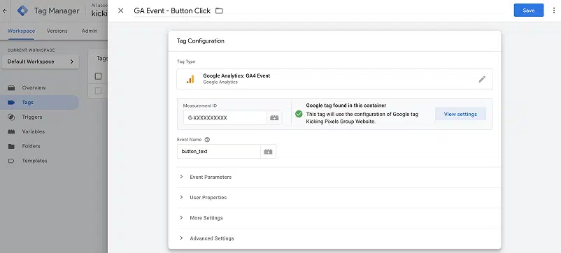 Configuring Tag Manager Tag Screen