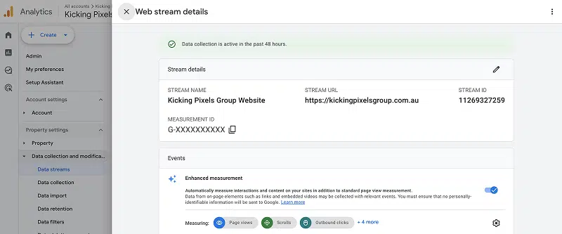 Google Analytics - Data Streams - Measurement ID