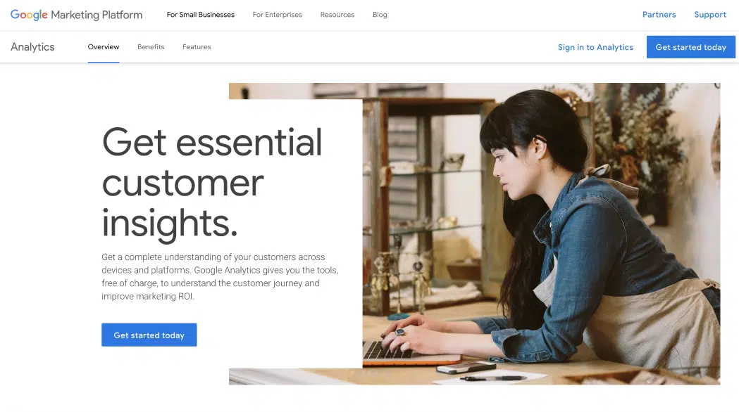 Create a new Google Analytics Account Screen