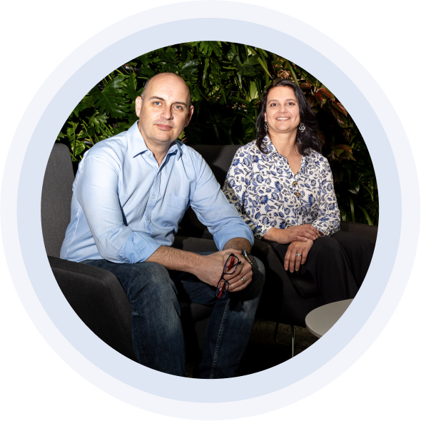 Laetitia and Matt Boden - Co-founders looking at the camera.