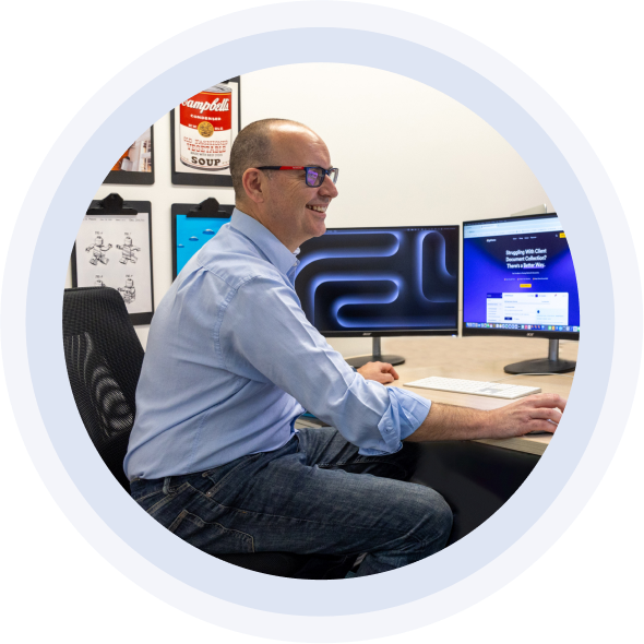 Matt Boden - Co-founder working at a computer.
