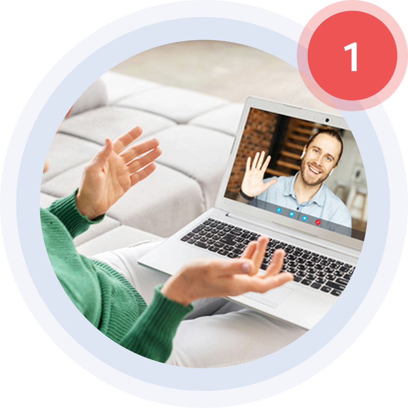 Step 1 Planning - business owner talking on a video conference.