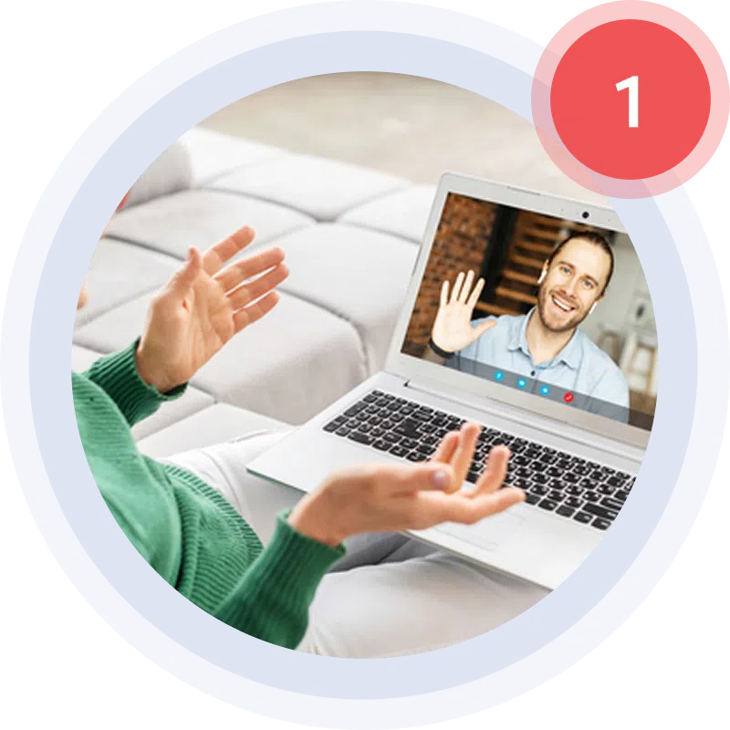 Step 1 Planning - business owner talking on a video conference.