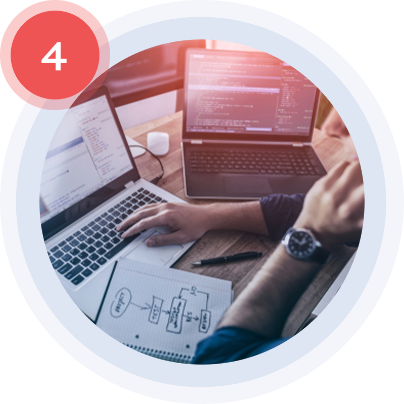 Step 4 - Web Development. We developer at his computer.
