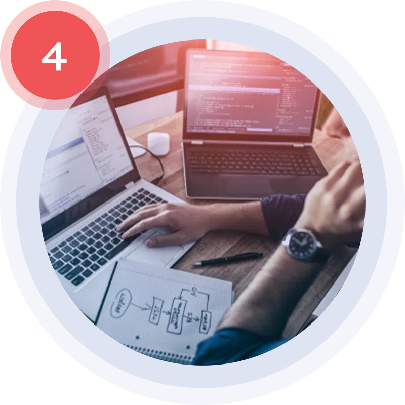Step 4 - Web Development. We developer at his computer.
