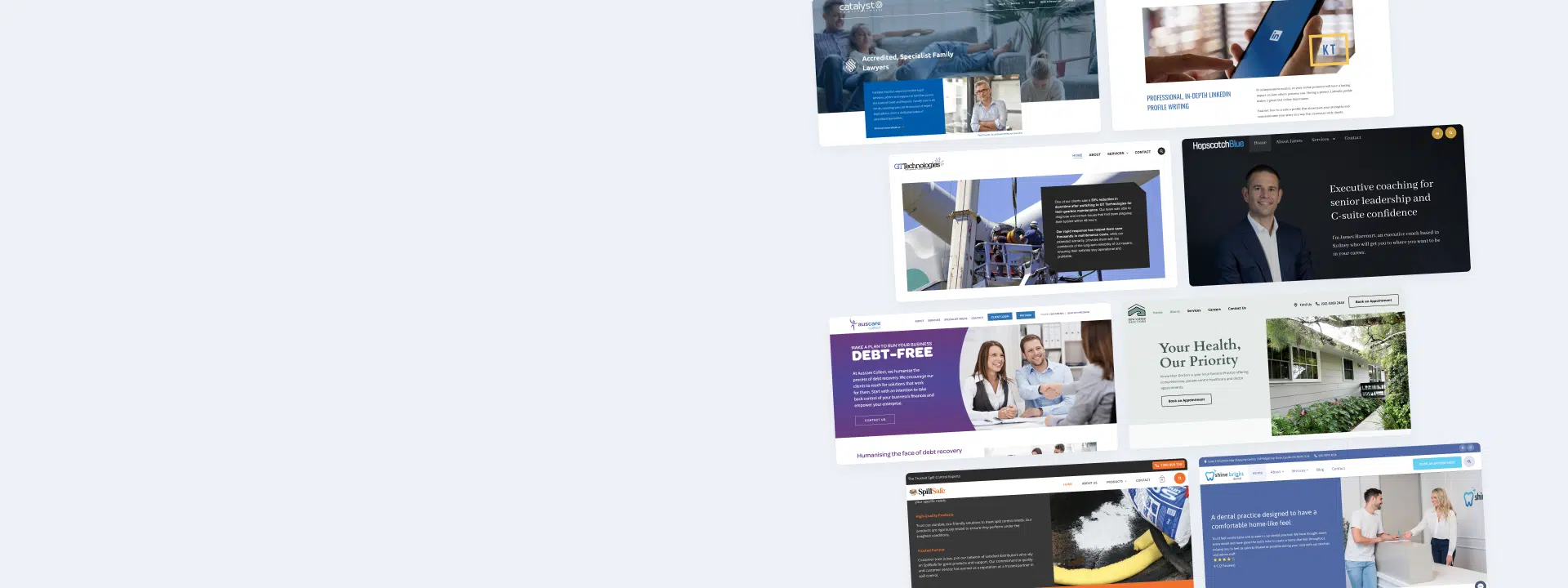 Background image showcasing a selection of websites