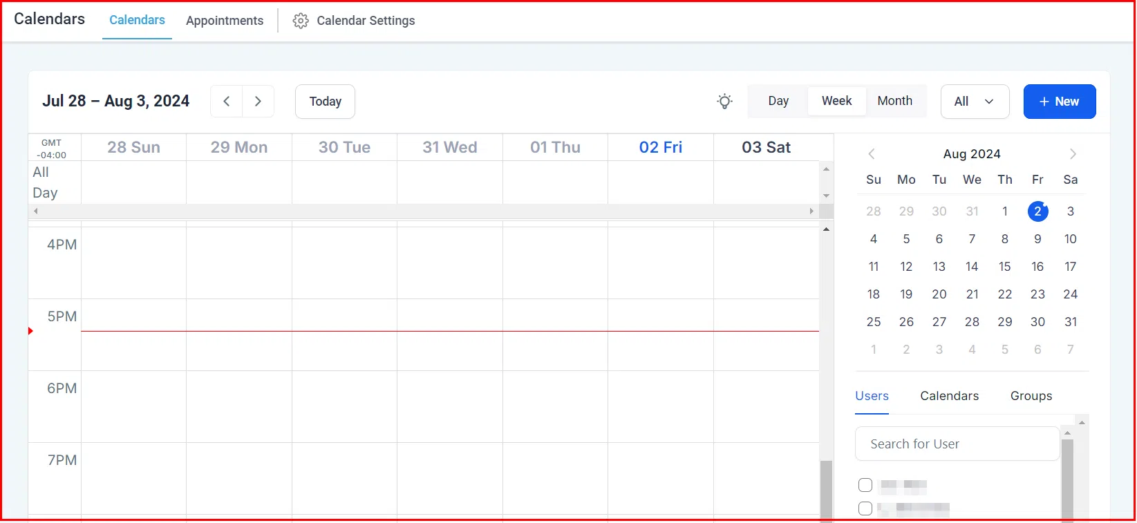 Calendar view