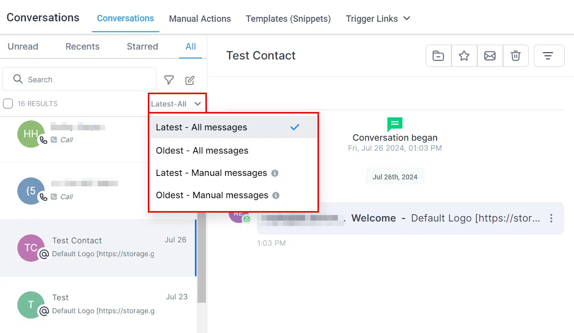 Growth360 Conversations - sorting