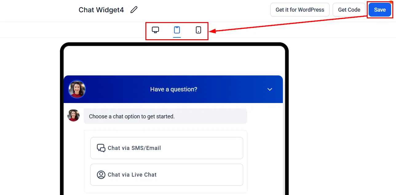 Growth360 All-in-One Chat Widget - saving the widget