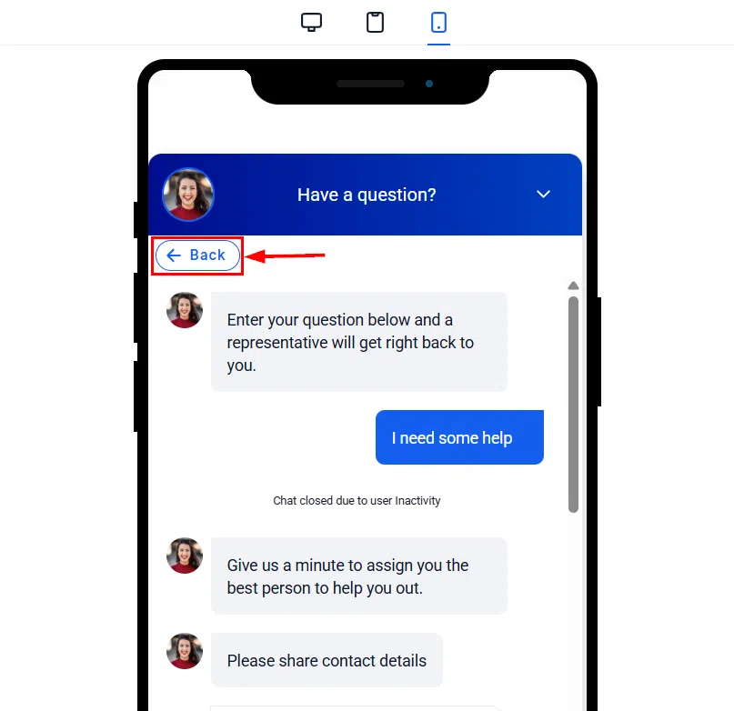 Growth360 All-in-One Chat Widget - Back button to switch channels