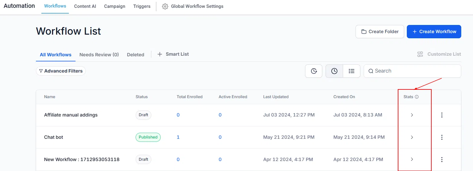 Growth360 Automations - workflow metrics
