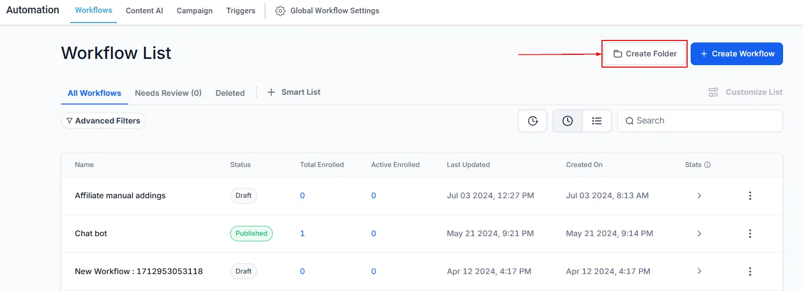 Growth360 Automations - create folder
