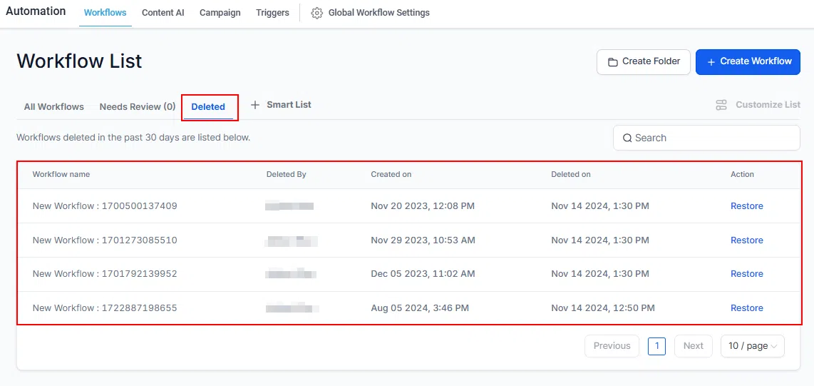 Growth360 Automations - deleted tab
