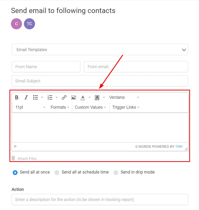 Custom email editor