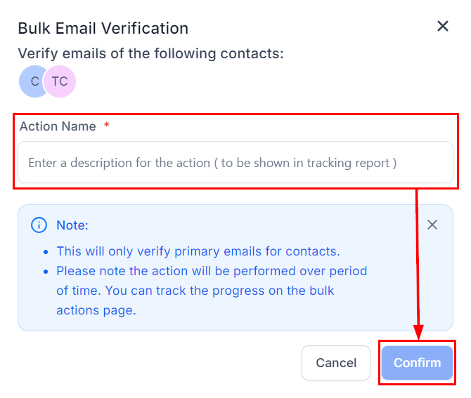 Confirm email verification batch