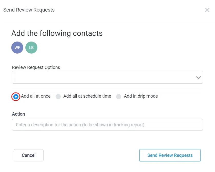 Add all at once for review requests