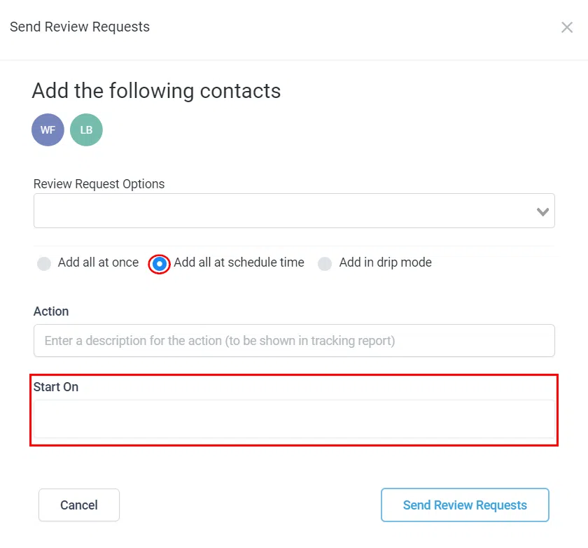 Scheduled time for review requests