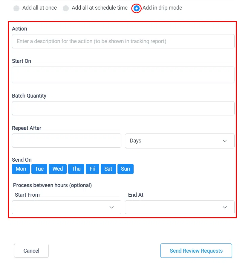 Drip mode for review requests