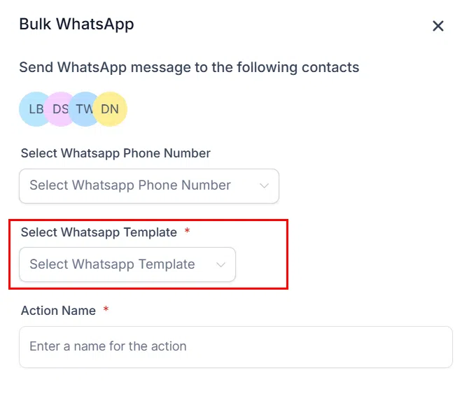 Select WhatsApp template