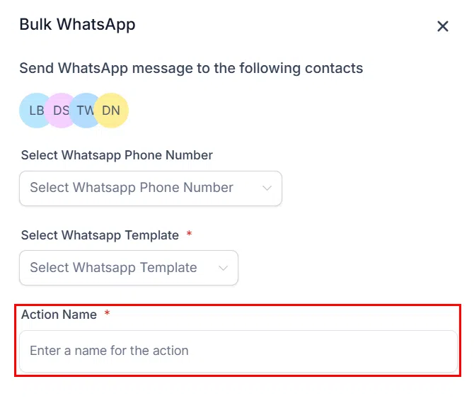 WhatsApp action name