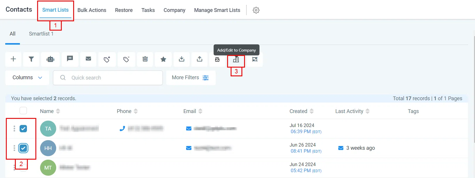 Add/Edit to Company button