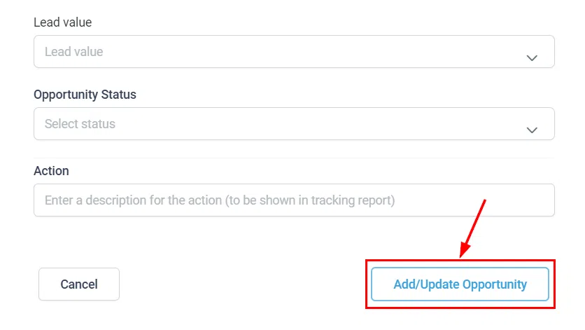 Apply/Update Opportunity button