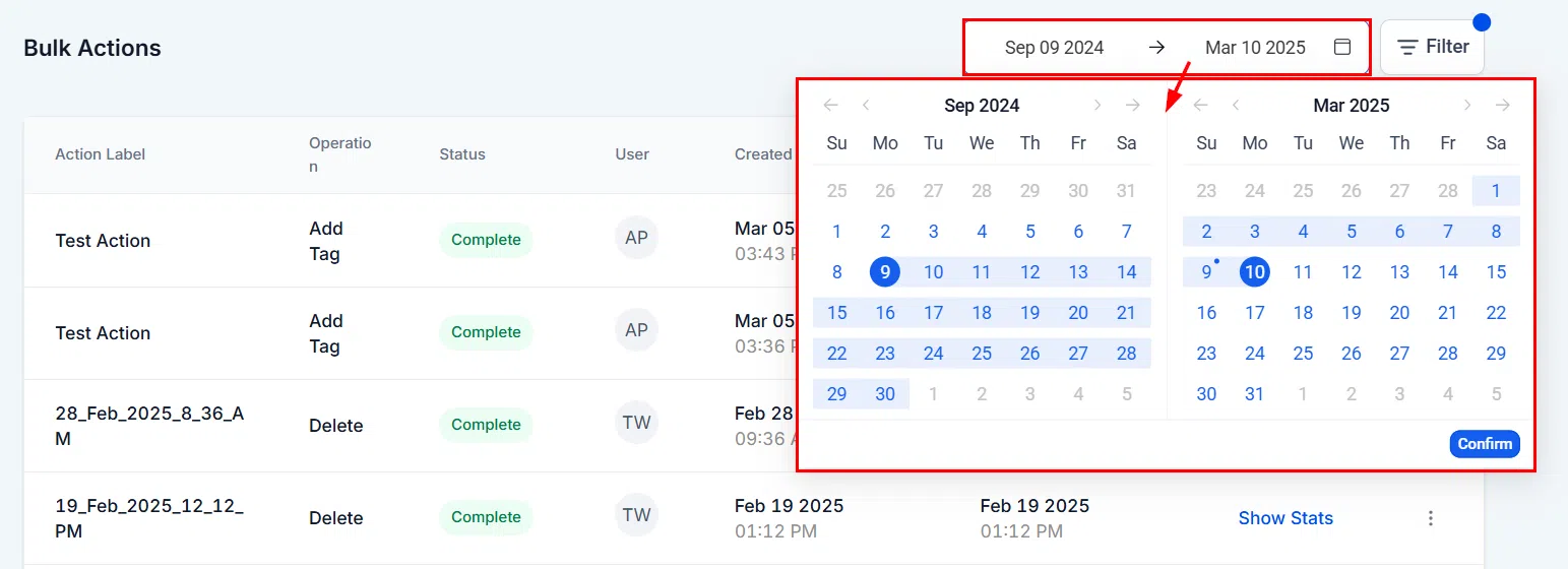Date Range filter