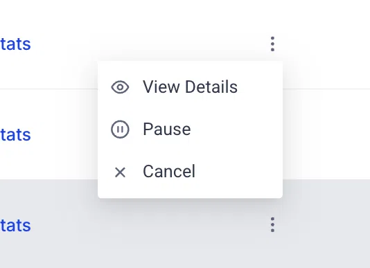 Pause or cancel a bulk action
