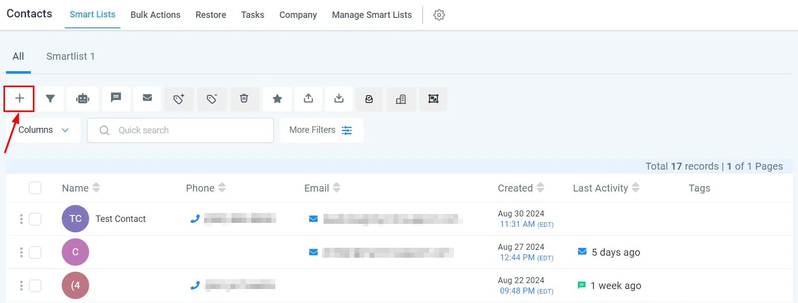 Add Contact button