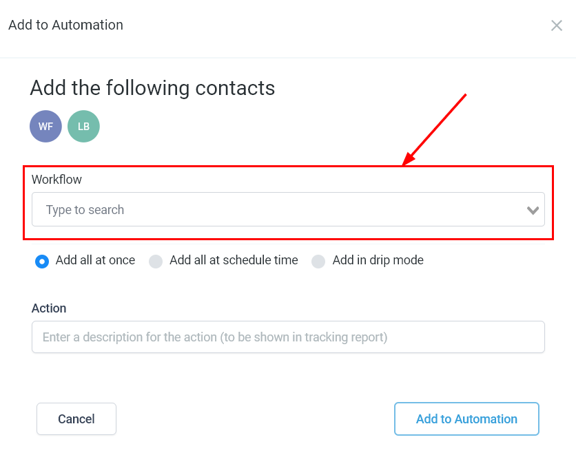 Select workflow dropdown