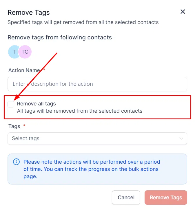 Remove All Tags option