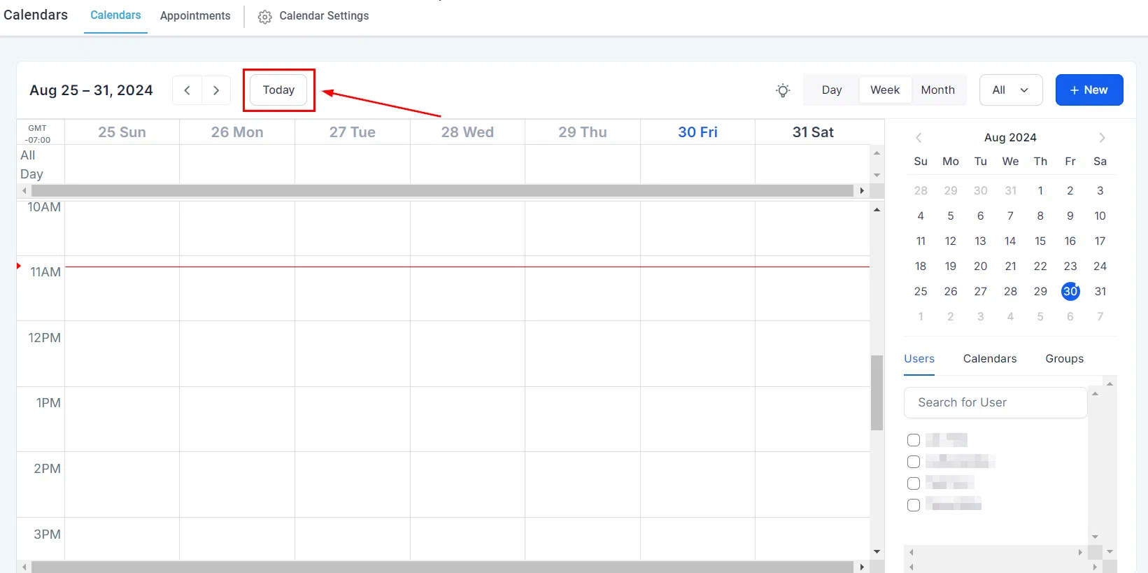 Growth360 Calendars - today quick action