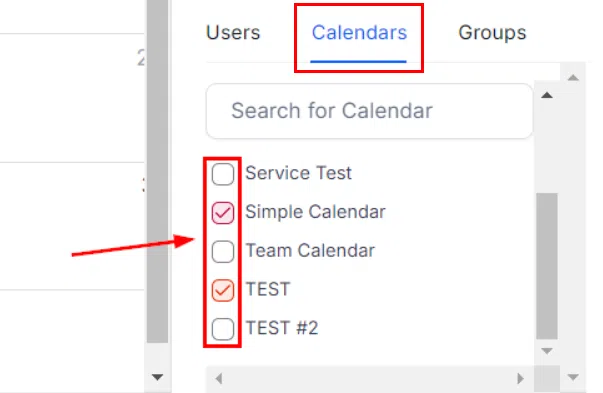 Growth360 Calendars - filter by calendar