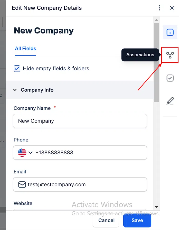 Growth360 Companies - add from company record 2
