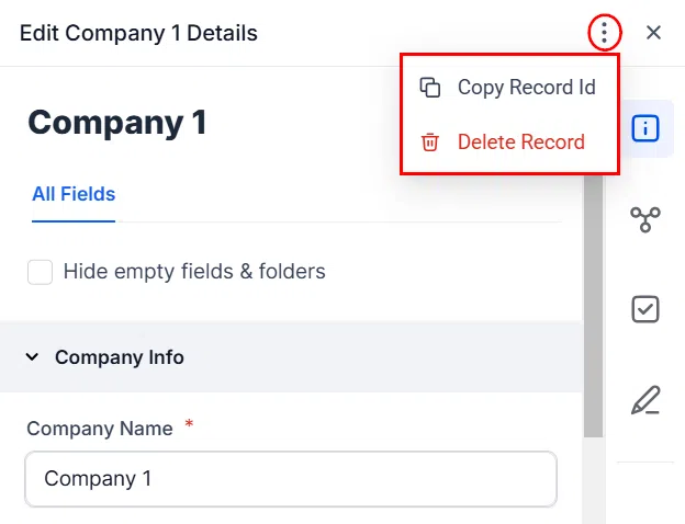 Growth360 Companies - actions menu