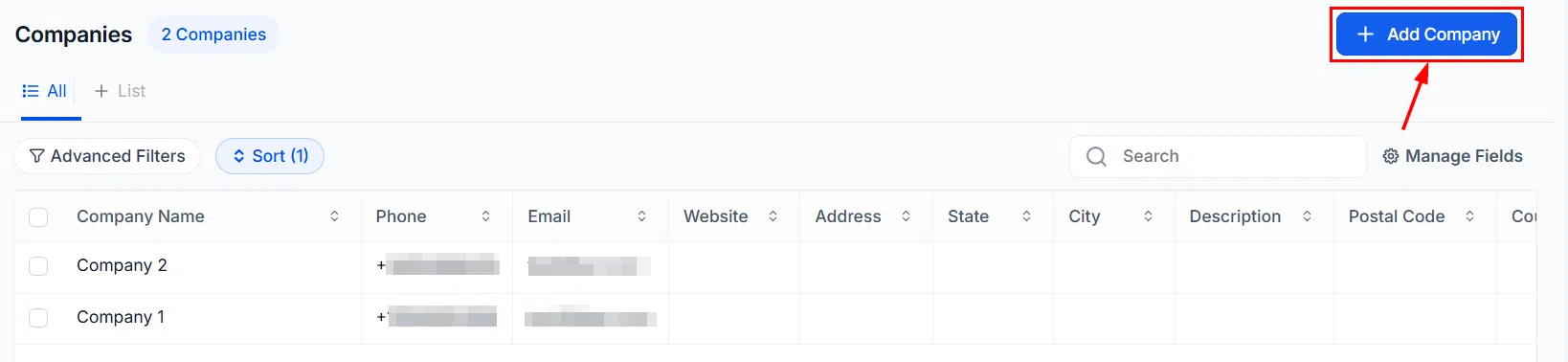 Growth360 Companies - add company button