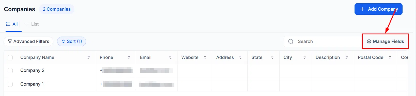 Growth360 Companies - manage fields