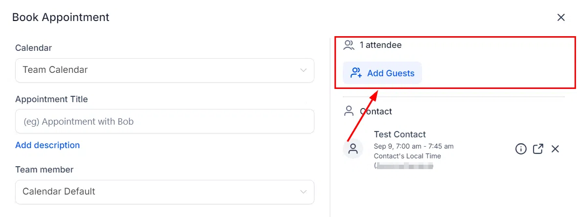 Growth360 Contact Appointments - add guest attendees