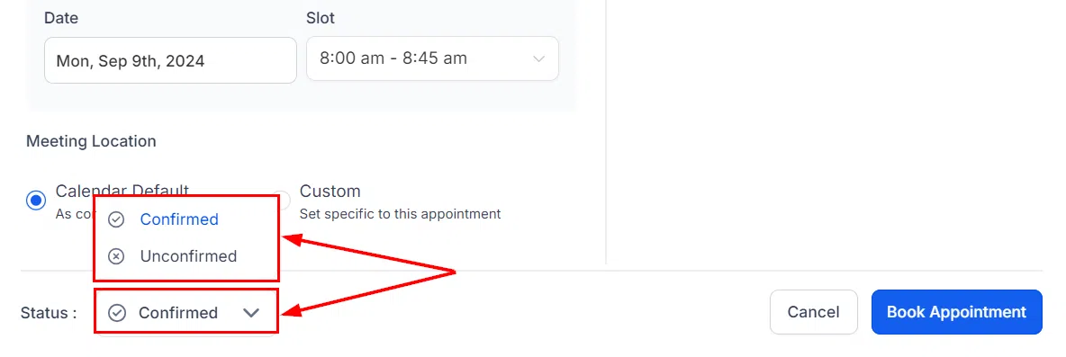 Growth360 Contact Appointments - appointment status