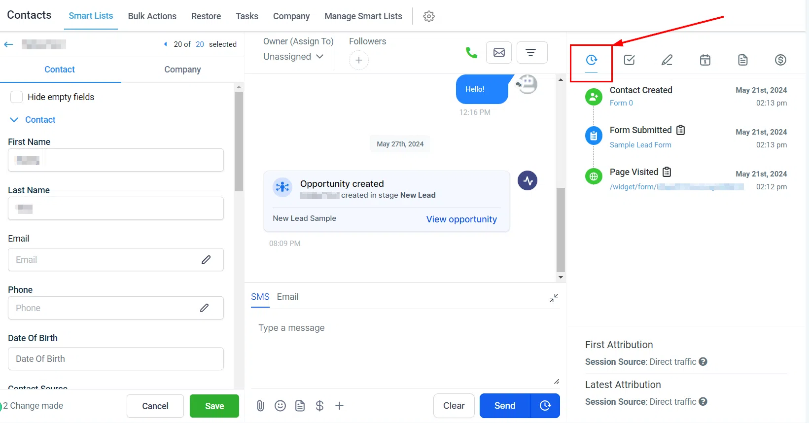 Growth360 Attribution - activities tab