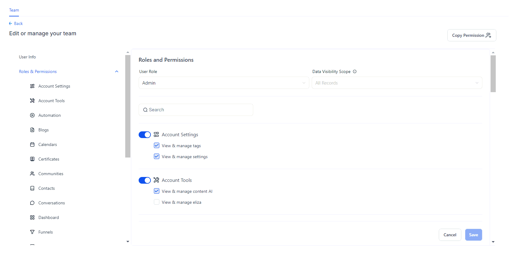 Growth360 - enable only assigned data toggle