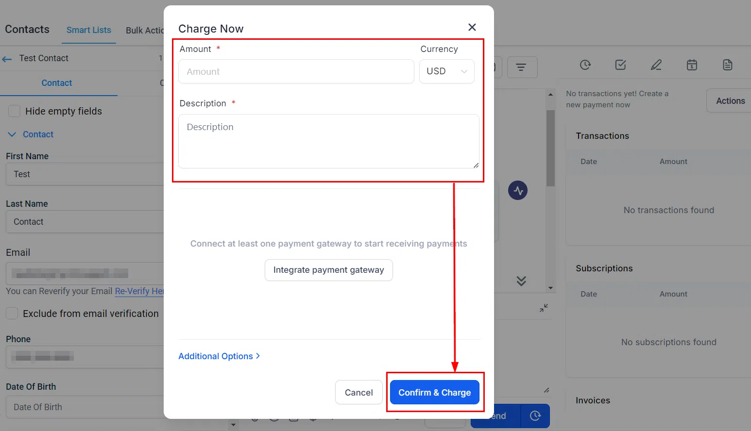 Growth360 - confirm and charge