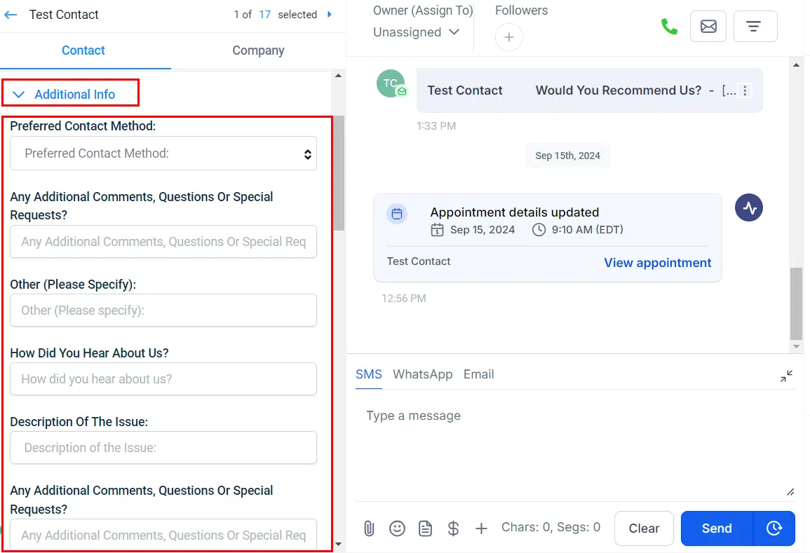 Growth360 Contact Details - additional info tab